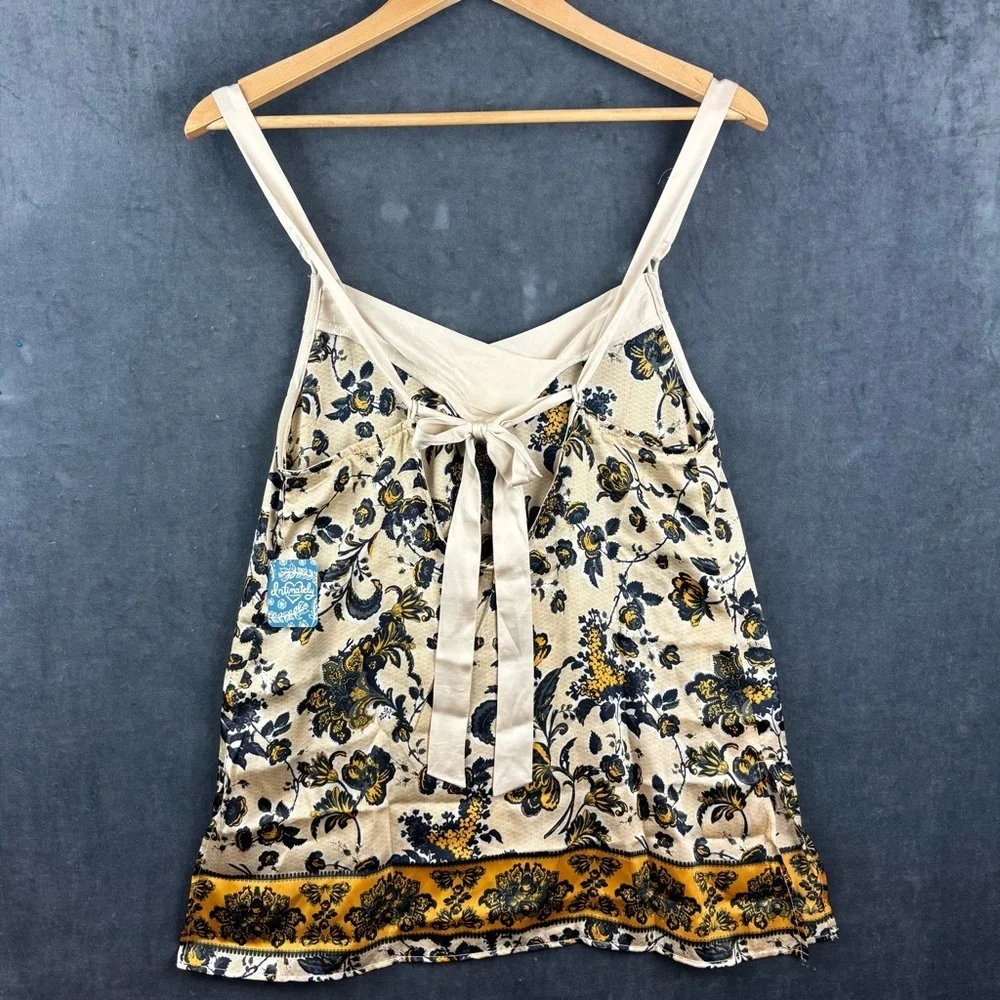 NWT Free People Women’s Solstice Satin Camisole Oversized sz Small in Tea Combo
